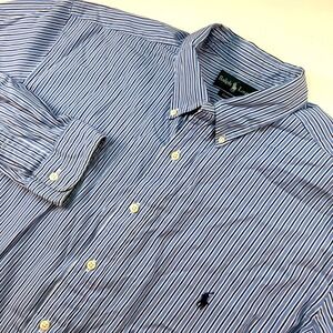 Ralph Lauren Classic Fit Blue White Stripe Button-Down Dress Shirt XLT‎ (Tall)